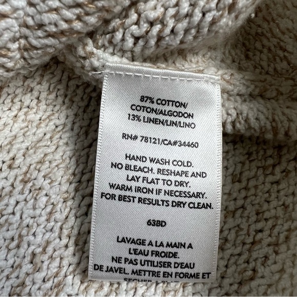 Eileen Fisher Heathered Beige Cardigan Full Zip Cotton Linen Pockets Sz M - Picture 6 of 6